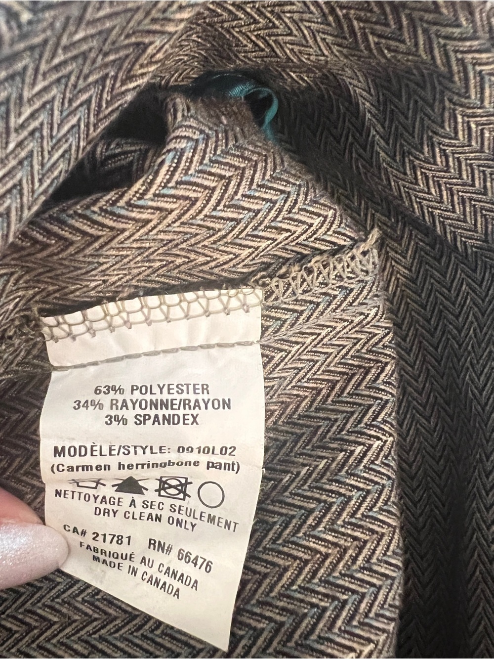 Tommy Hilfiger Carmen Herringbone Dress Pants Size 8 Brown Office Trouser - Picture 3 of 8